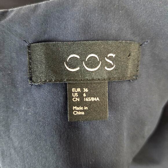 COS Navy Blue Architectural Silouette Dress 6 Zip Back Minimalist Basic Modern - Picture 4 of 16